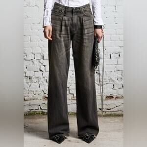 R13 Damon Pleated Jean Womens 29 Ellery Black Wash Made in Italy Baggy Wide Leg